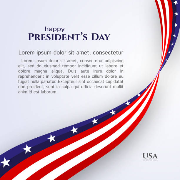 баннер текст happy president's day американский флаг лента звезды полосы на светлом фоне патриотическая американская тема сша флаг волнистой лен�той - american flag usa flag curve stock illustrations