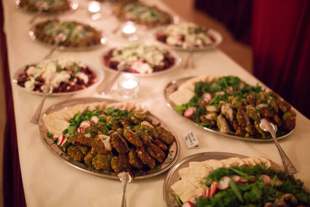 Food arranged at an event