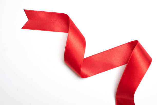 istock Red ribbon border isolated on white background 1127565535