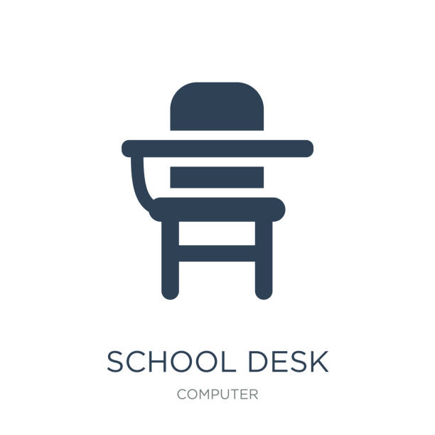 school desk icon vector on white background, school desk trendy school desk icon vector on white background, school desk trendy filled icons from Computer collection student desk stock illustrations