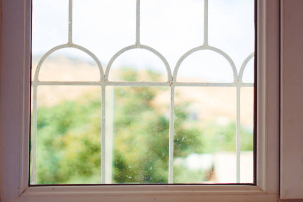 istock Wooden window. Wide wooden sill. 1127569764