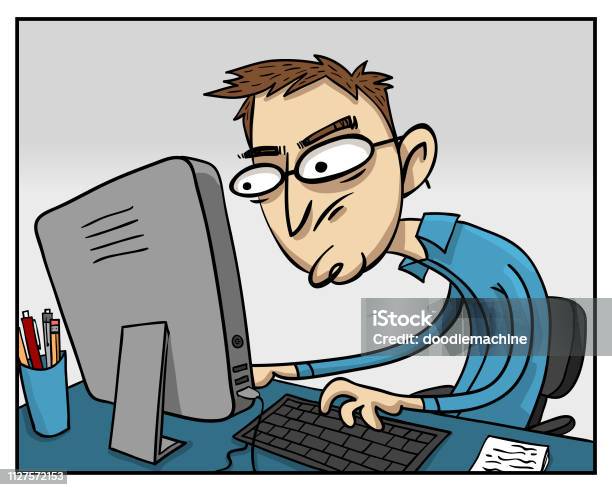 Computer Guy Stock Illustration - Download Image Now - Adult, Art, Art And Craft