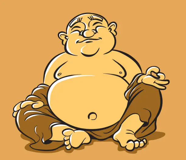 Vector illustration of Happy Buddhism fat man
