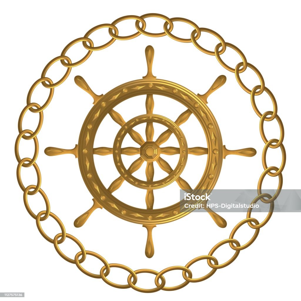 Golden Compass – Wind rose - steering wheel - Royalty-free Alemanha Ilustração de stock Golden Compass – Wind rose - steering wheel - Royalty-free Alemanha Ilustração de stock