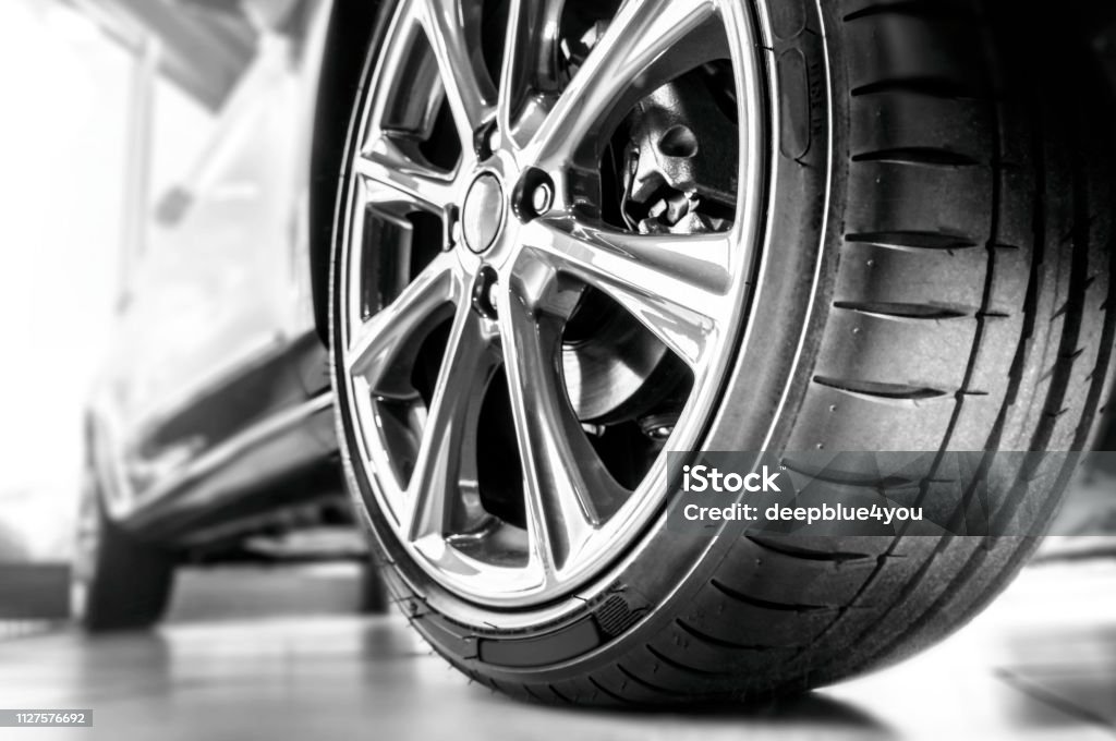 New tire and rim Tire - Vehicle Part Stock Photo