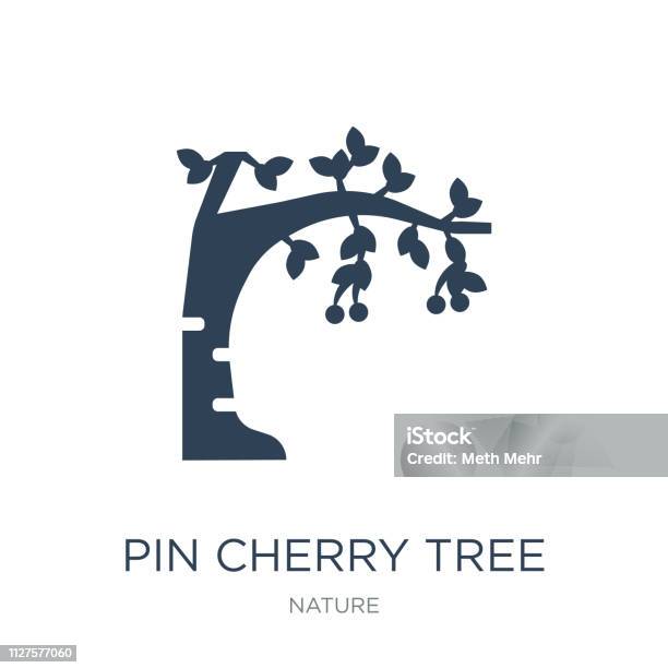 Pin Cherry Tree Icon Vector On White Background Pin Cherry Tree Stock Illustration - Download Image Now