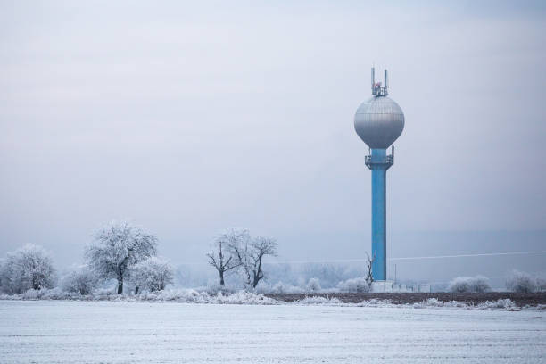 Water reservoir in a winter landscape