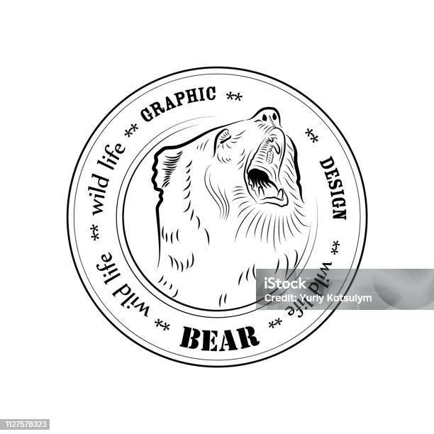 Badge Growling Bear Stock Illustration - Download Image Now - Anger, Animal, Animal Body Part