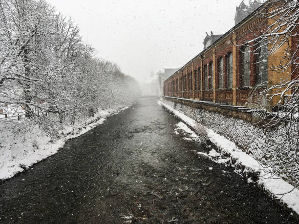 The Chemnitz, river in Chemnitz on a snowy winter's day