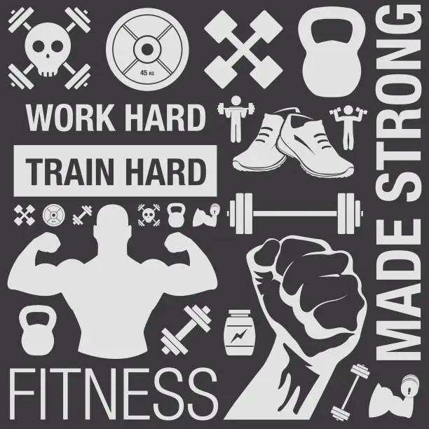 Vector illustration of Fitness Icons Mosaic Background