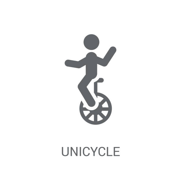 ilustrações de stock, clip art, desenhos animados e ícones de unicycle icon. trendy unicycle logo concept on white background from circus collection - unicycling unicycle cartoon balance