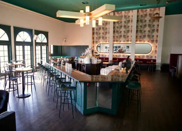 Empty Interior Of Stylish Cocktail Bar In Restaurant