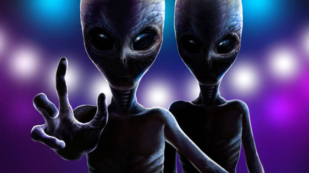 istock Two of alien is reaching out to grab you. 2D art. 1127582977