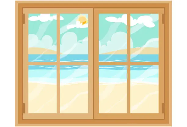 Vector illustration of View from the beautiful beach window