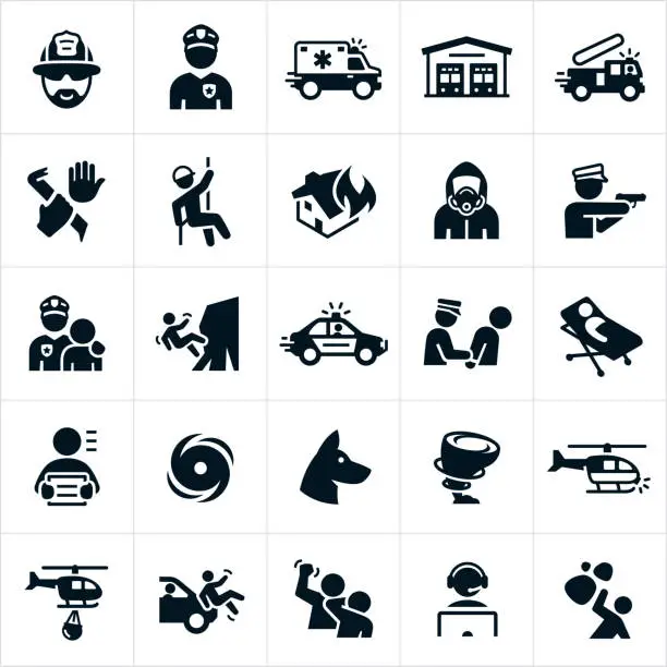 Vector illustration of Emergency Services Icons