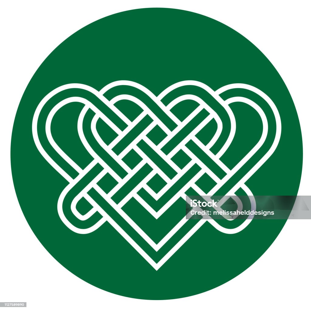 celtic knot heart in green circle Celtic Knot stock vector