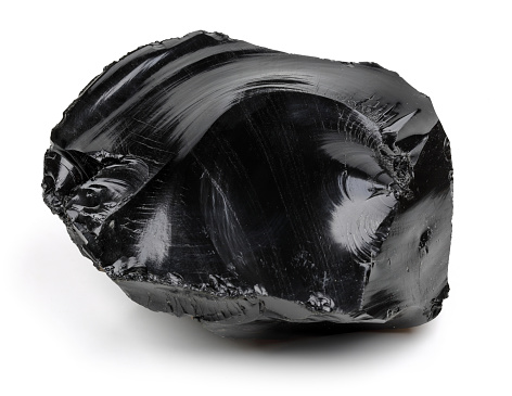 Black obsidian isolated on white background