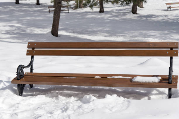 istock Bench and snow in the mountains park 1127590244