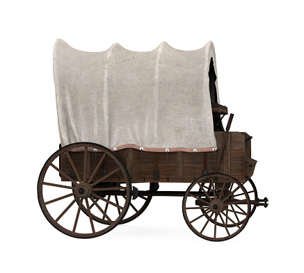 Covered Wagon isolated on white background. 3D render