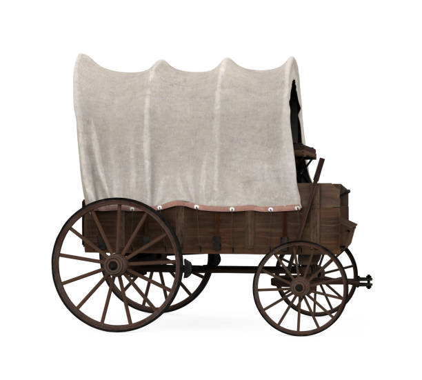 covered wagon isolated - covered wagon imagens e fotografias de stock