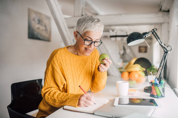 istock Woman eating an apple 1127590460