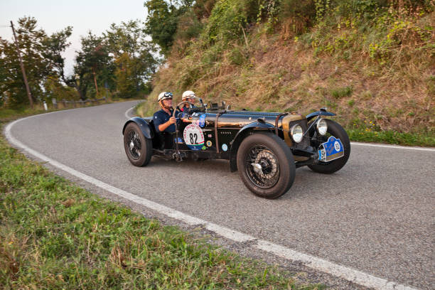 Vintage British sports car Alvis 12/70 Special (1939) in classic car race Gran Premio Nuvolari Vintage British sports car Alvis 12/70 Special (1939) in classic car race Gran Premio Nuvolari on September 14, 2018 in Modigliana, FC, Italy premio stock pictures, royalty-free photos & images