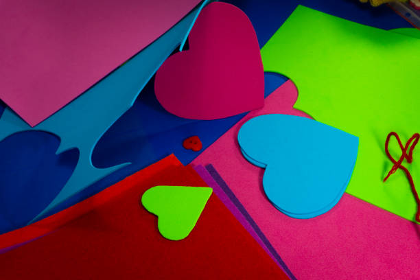 istock Hearts cut out of bright color foam sheets 1127591909