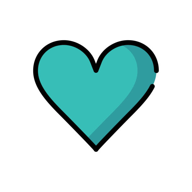 Blue heart Blue heart or Love Icon in line style. Vector line illustrator ícono stock illustrations