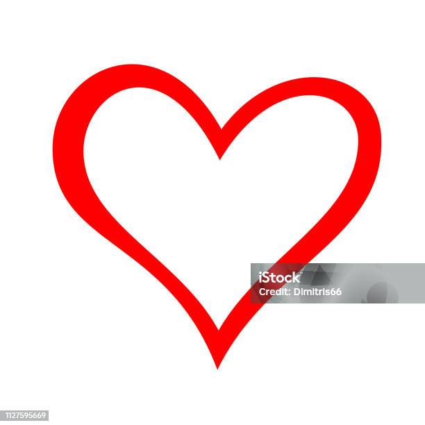 Hand Drawn Heart Isolated Design Element For Love Concept Doodle Sketch Red Heart Shape Stock Illustration - Download Image Now