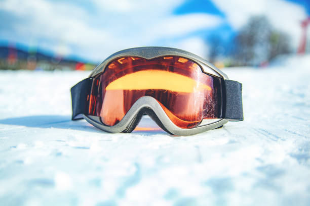 istock Ski and snowboard mask in the snow 1127596456
