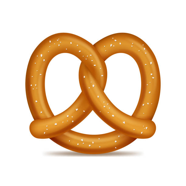 ilustraciones, imágenes clip art, dibujos animados e iconos de stock de realista 3d detallada pretzel pan tradicional merienda. vector de - pretzel snack salty food