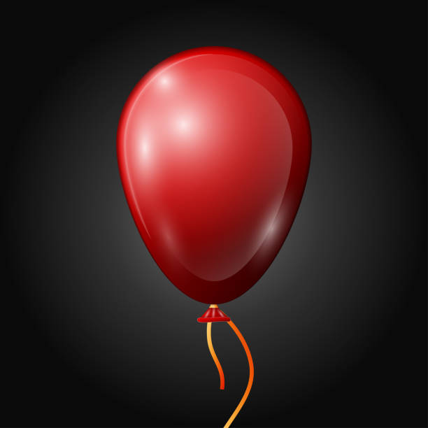 istock Realistic red balloon with ribbon isolated on black background. Vector illustration of shiny colorful glossy balloon 1127598026