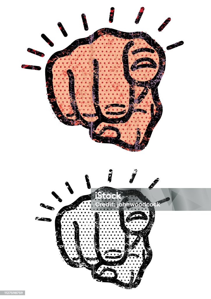 Retro pointing finger illustration A grunge wanted poster with a pointing hand Hand stock vector