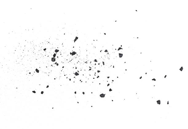 istock Black coal dust with fragments isolated on white background, top view. 1127604299