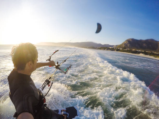 A male Kitesurfer in Hermanus, South Africa.