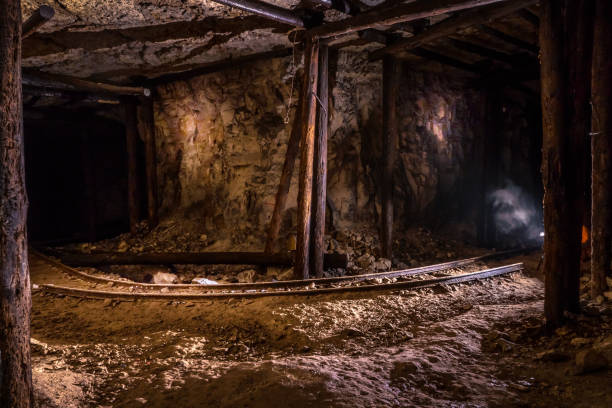 istock Railway in the abandoned limestone mine 'Sock'. Samara Region. Russia. 1127611747
