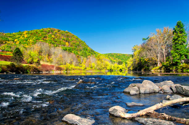 Housatonic River in Sharon Connecticut Autumn stock photo