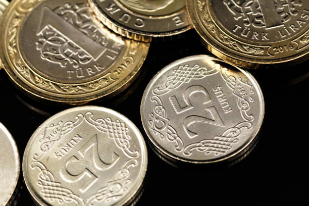 istock A close up image of Turkish coins on a black background 1127614166