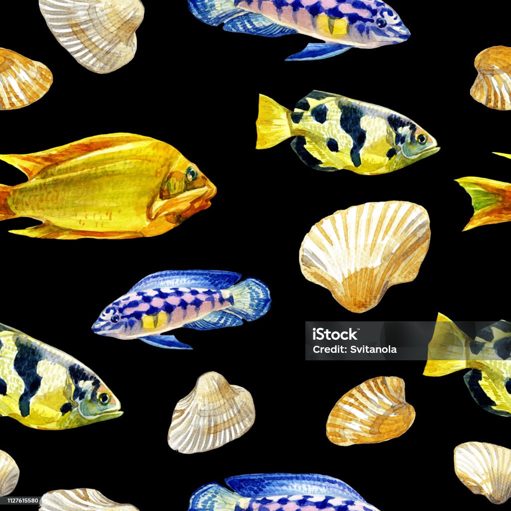 Nature Fish Patterns Seamless Patterns With Tropical Fish Stock Illustration - Download ...