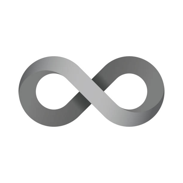 Infinity loop 3D metallic infinity sign, logo idea eternity symbol stock illustrations