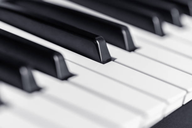 istock Piano keys close up view. Classical music instrument for playing or composing romantic music. Piano or synthesizer keyboard. 1127616313