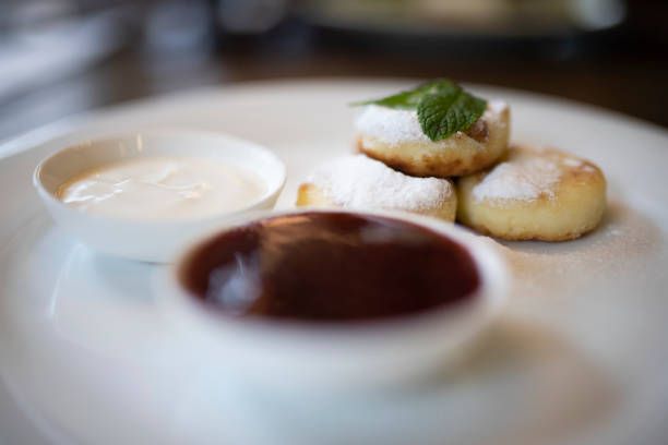 istock Cottage cheese pancakes with jam 1127617273