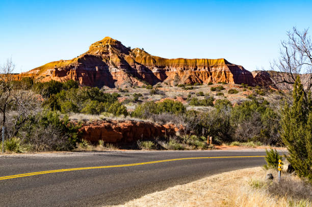 istock State Highway Park Road 5 passing through Palo Duro Canyon State Park 1127617642