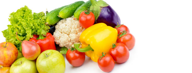 istock Fruits and vegetables isolated on a white background. 1127621123