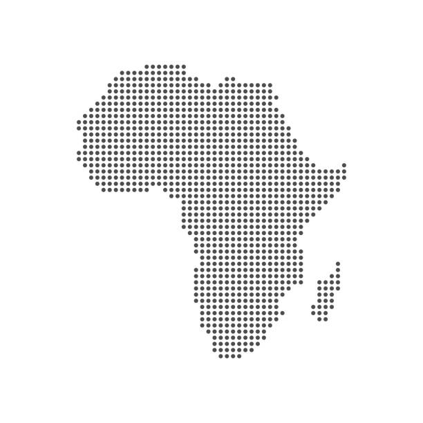 kropkowana mapa kontynentu afrykańskiego. ilustracja wektorowa - africa south africa african culture plain stock illustrations