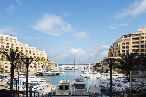 View of the Portomaso Marina in St Julians Malta stock photo
