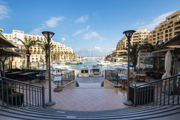 View of the Portomaso Marina in St Julians Malta stock photo