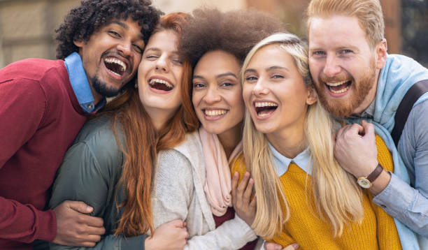 istock Portrait of smiling friends 1127633741