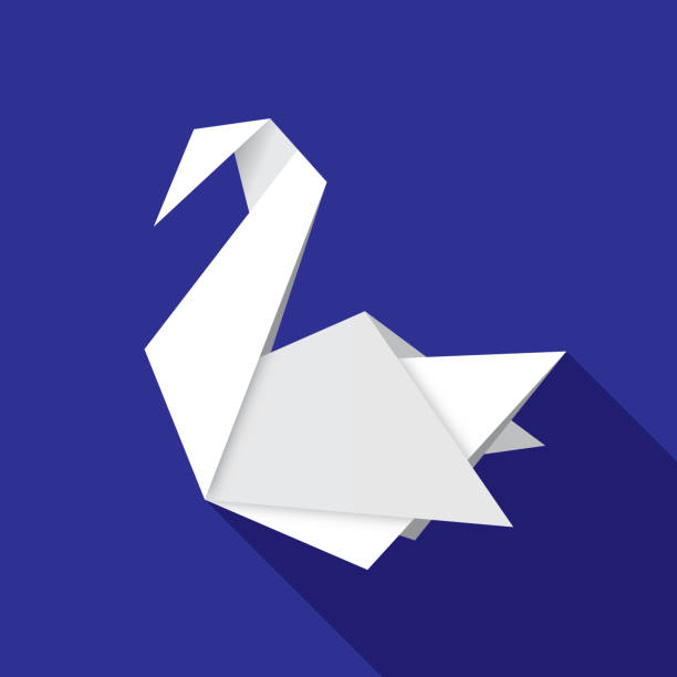 ilustrações, clipart, desenhos animados e ícones de origami cisne ícone plana - cisne