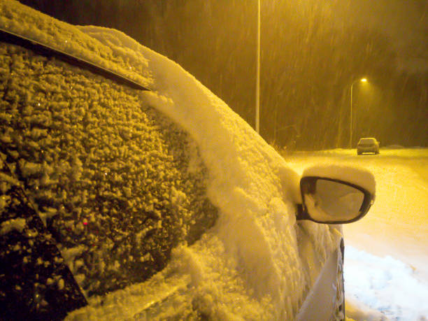 istock Ground parking cars after snowfall 1127636118